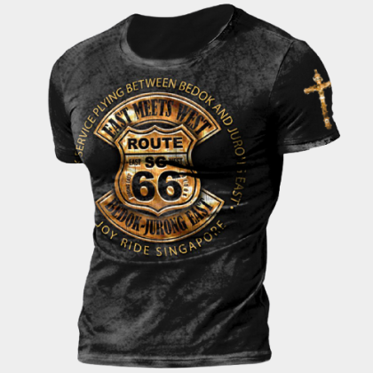 Mens outdoor comfortable and breathable printed T-shirt