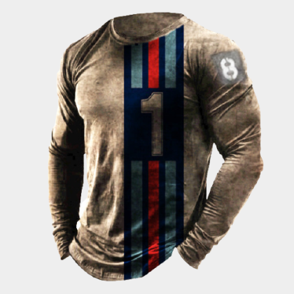 Mens Racing Vinyl Stripes Retro T-shirts