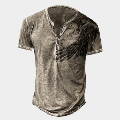 Mens outdoor vintage eagle print T-shirt