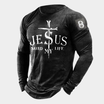 Mens Jesus Saved My Life Retro T-shirts