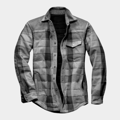 Jaqueta Casual Masculina De Xadrez De Inverno Grosso