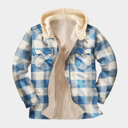 Mens Plaid Thick Plush Casual Jacket