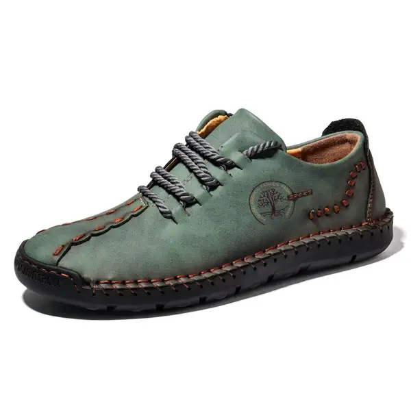 New casual men's shoes large size hand-sewn peas shoes business retro soft sole men's shoes - Dozenlive.com 
