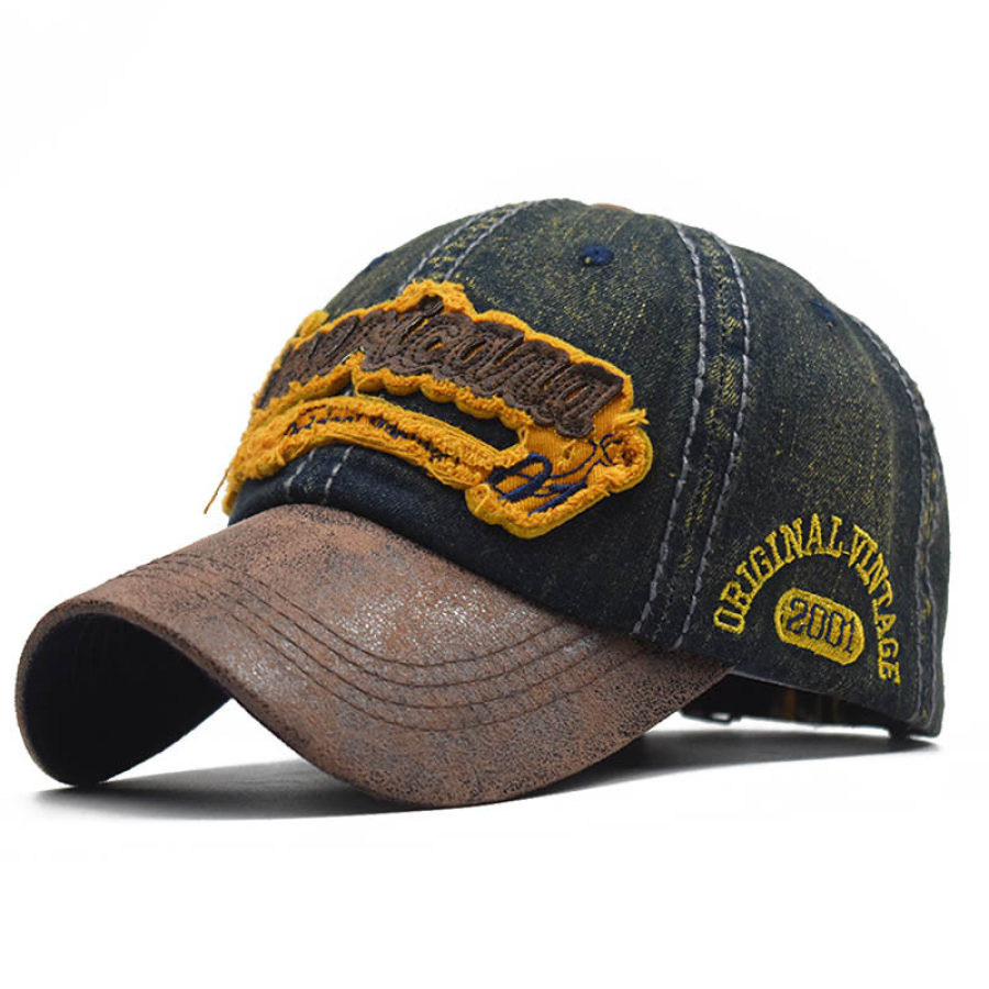 

Mens outdoor cowboy stitching distressed baseball cap