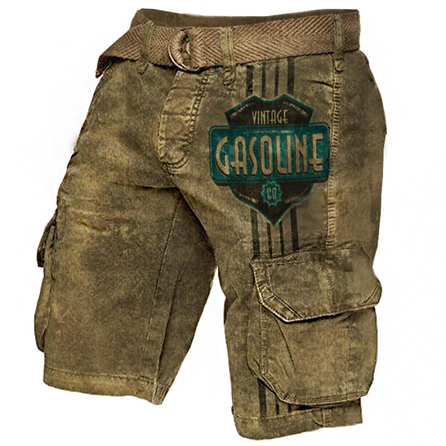 

Mens Casual GASOLINE Printed Tactical Shorts