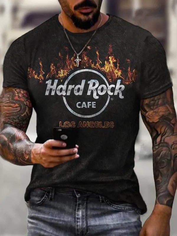 Men's Retro Hard Rock Cafe T-shirt - Oasisjoy.com 