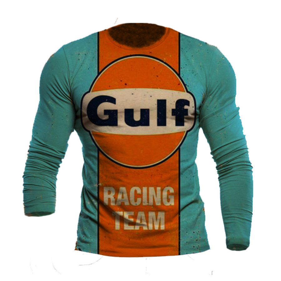 

Mens Metal Vintage Gulf Racing Team Retro T-shirts