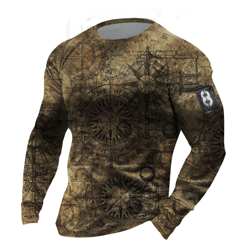 Men's Outdoor Nautical Print Chic Tactical Long-sleeved T-shirt