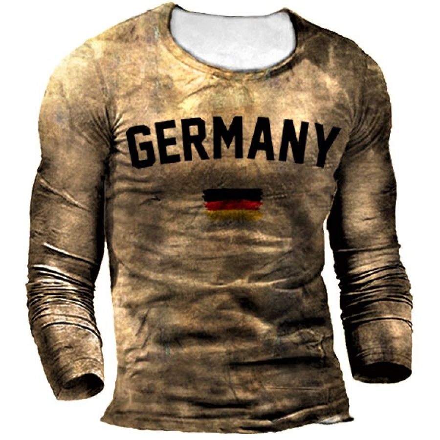 

Mens Outdoor Tactical German Flag Print Long Sleeve Sports Top