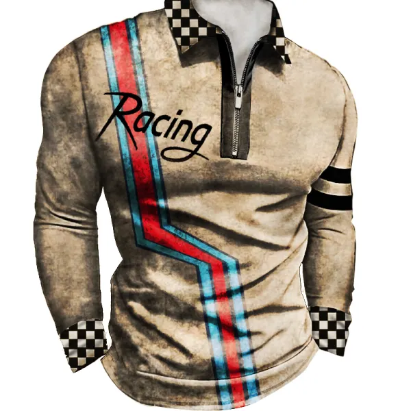 Men's Outdoor Racing Striped Retro Tactical Top - Styletaken.chimpone.com 