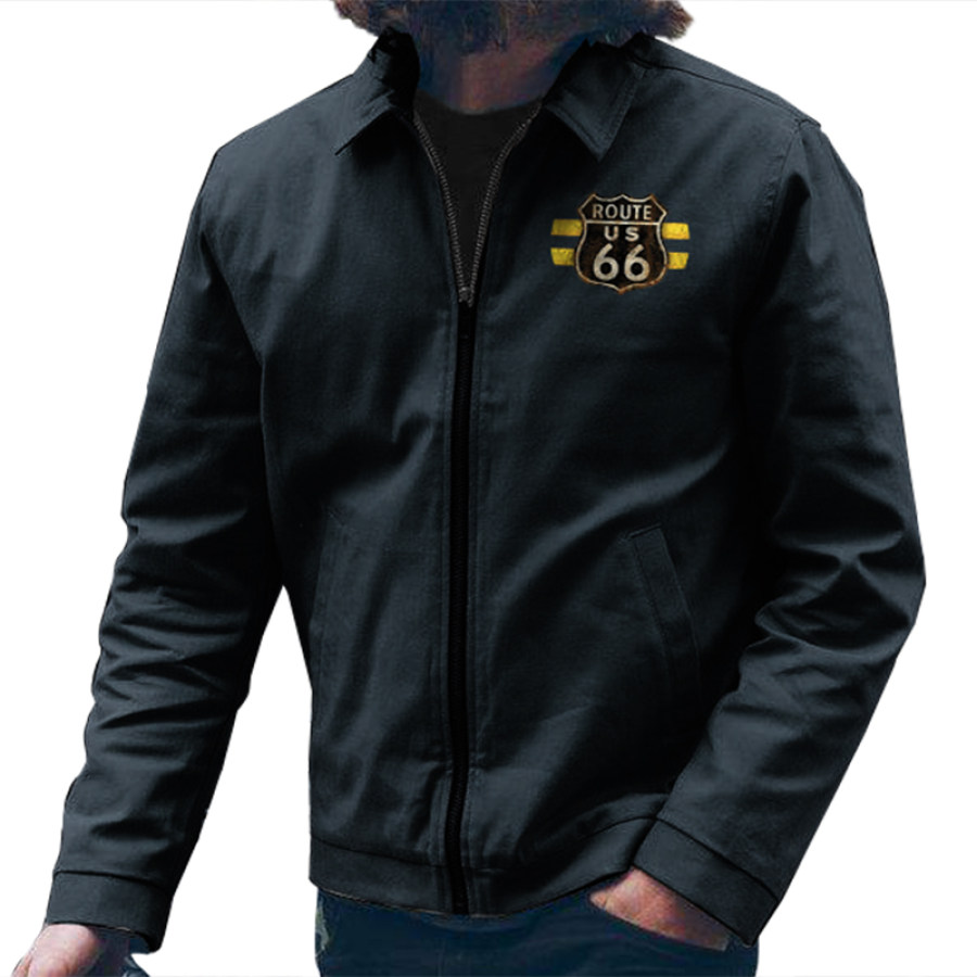 

Men's Outdoor Tactical Mother Road Route 66 Printed Long-sleeved Jacket