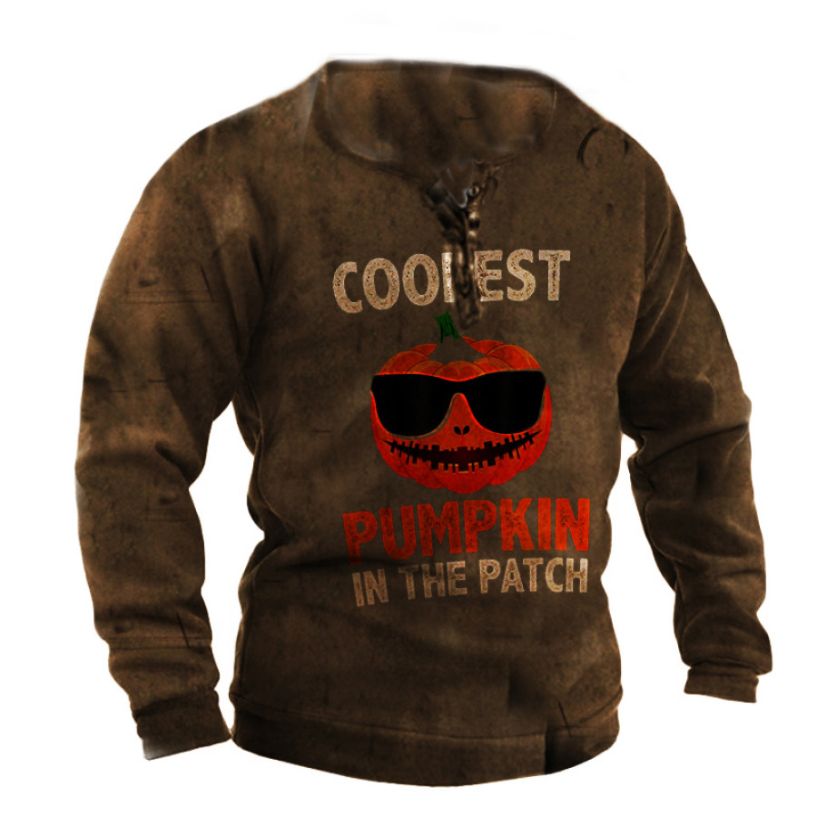 

Men's Halloween Retro Print Long Sleeve Henleys Shirt
