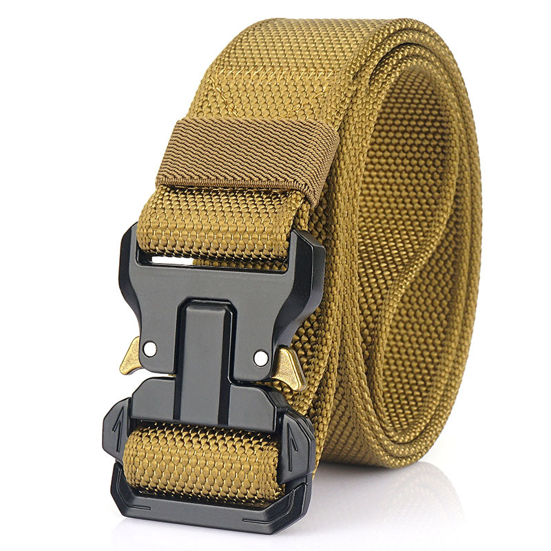 Men's Nylon Braided Double Chic Loop Quick Release Buckle Non-hole Adjustable Outdoor Tactical Belt
