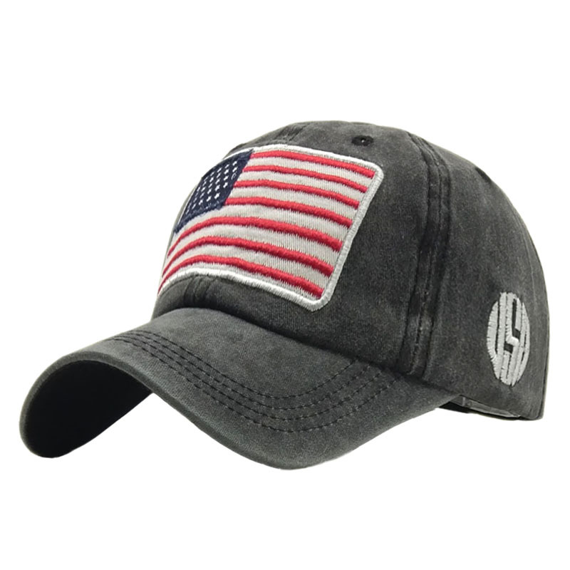 Men's Outdoor Retro Wash Chic Water Flag Embroidered Hat
