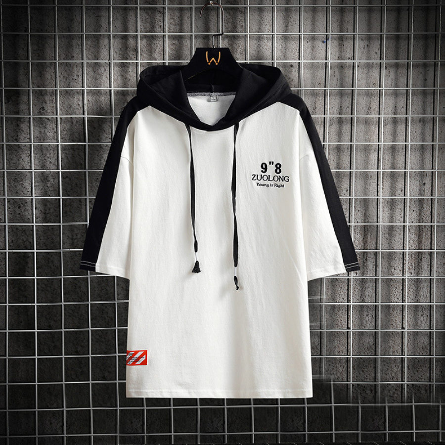 

Short-sleeved T-shirt Men's Trendy Brand Loose Printing Youth Casual Hoodie