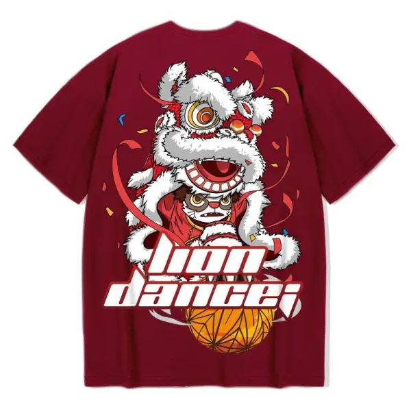 T-shirt Ampia Con Stampa Etnica In Stile Cinese - Paleonice.com 