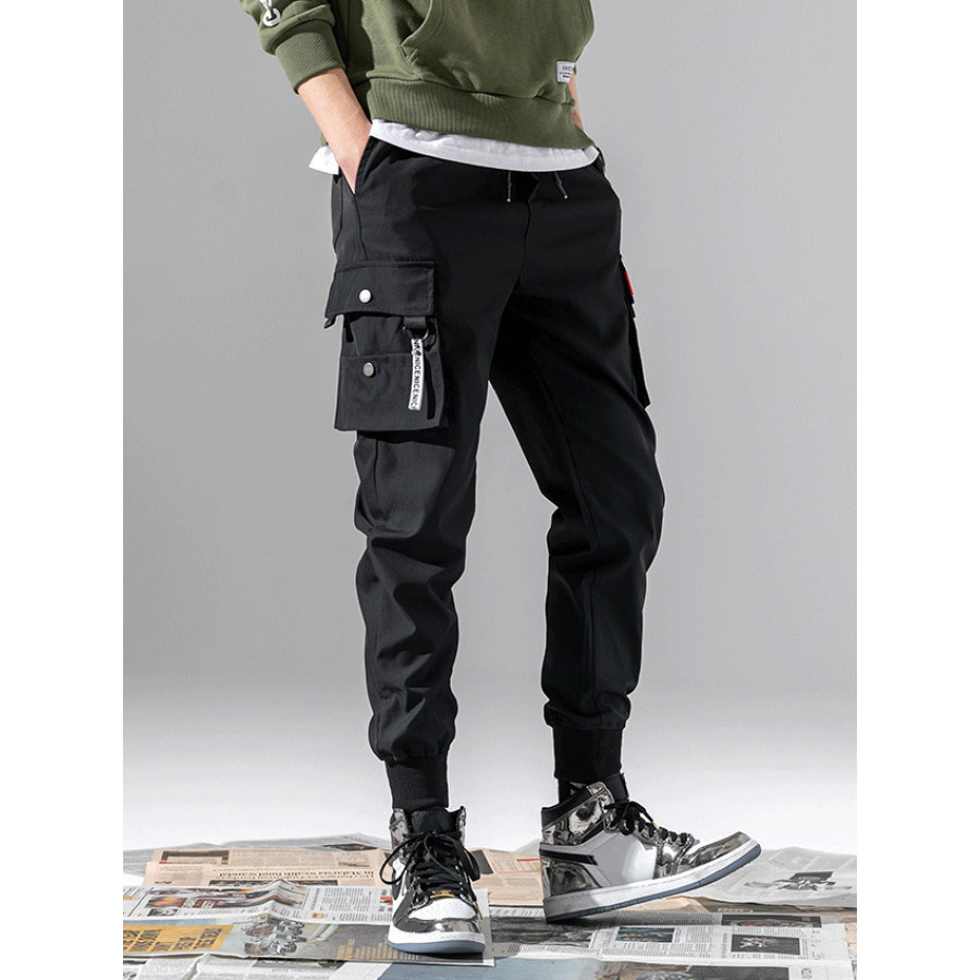 

Dark Style Basic Drawstring Casual Multi-pocket Jogger Track