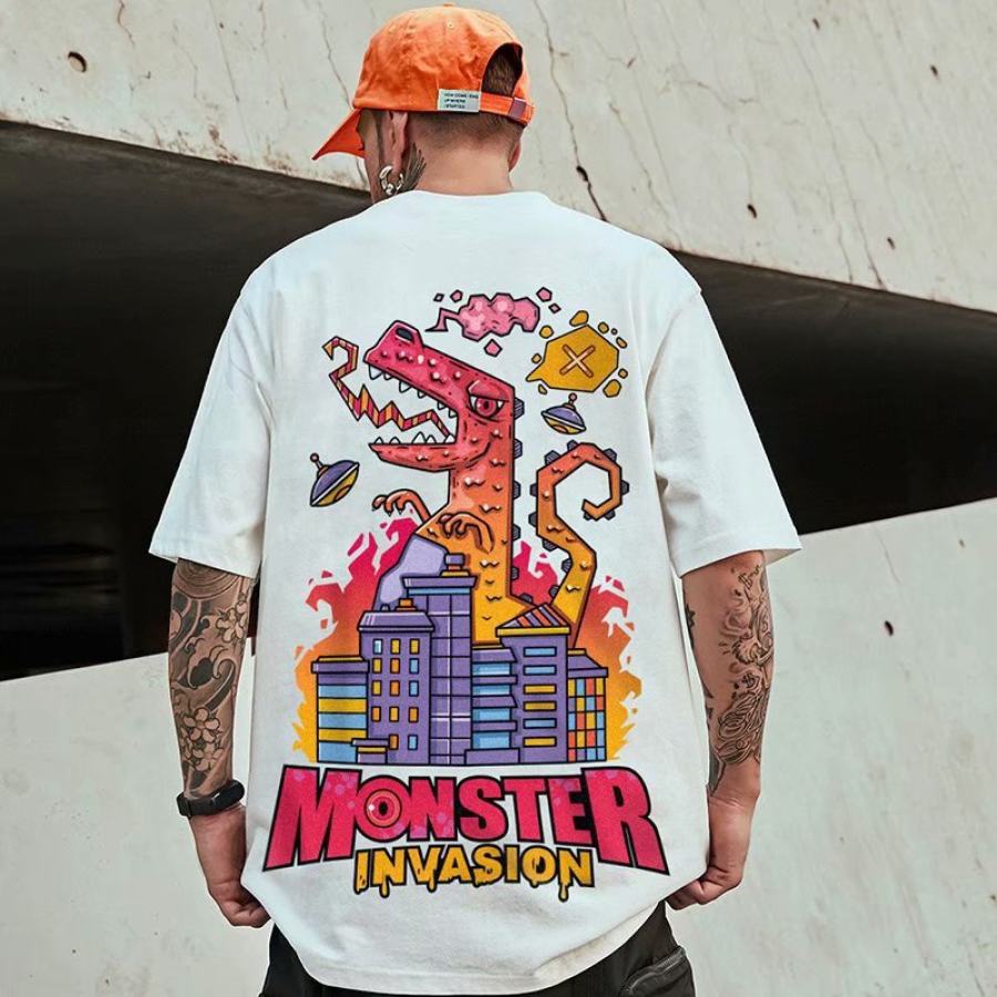 

Dinosaur Short-sleeved Male Tide Brand Couple Ins Tide Loose Fat T-shirt