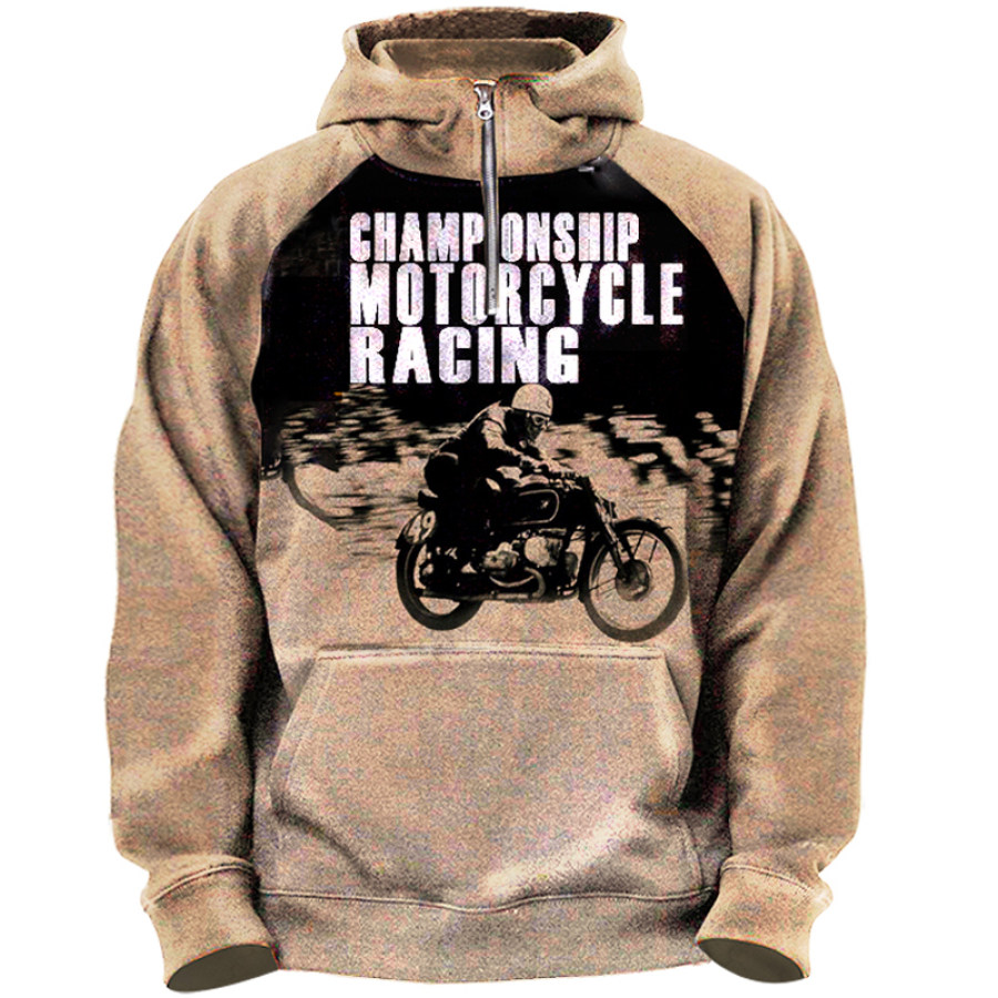

Champonsmp Motorcycle Men's Retro Casual Hoodie Sweatshirt