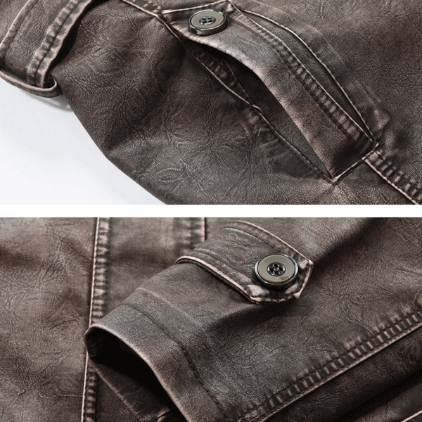 Mens outdoor long leather coldresistant jacket