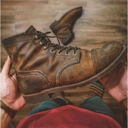 2021 Lacets Marron Décontracté Couleur Unie Hiver Star Wars épais Avec Des Bottes Martin Mâles épaissies à Bout Rond Autonomes