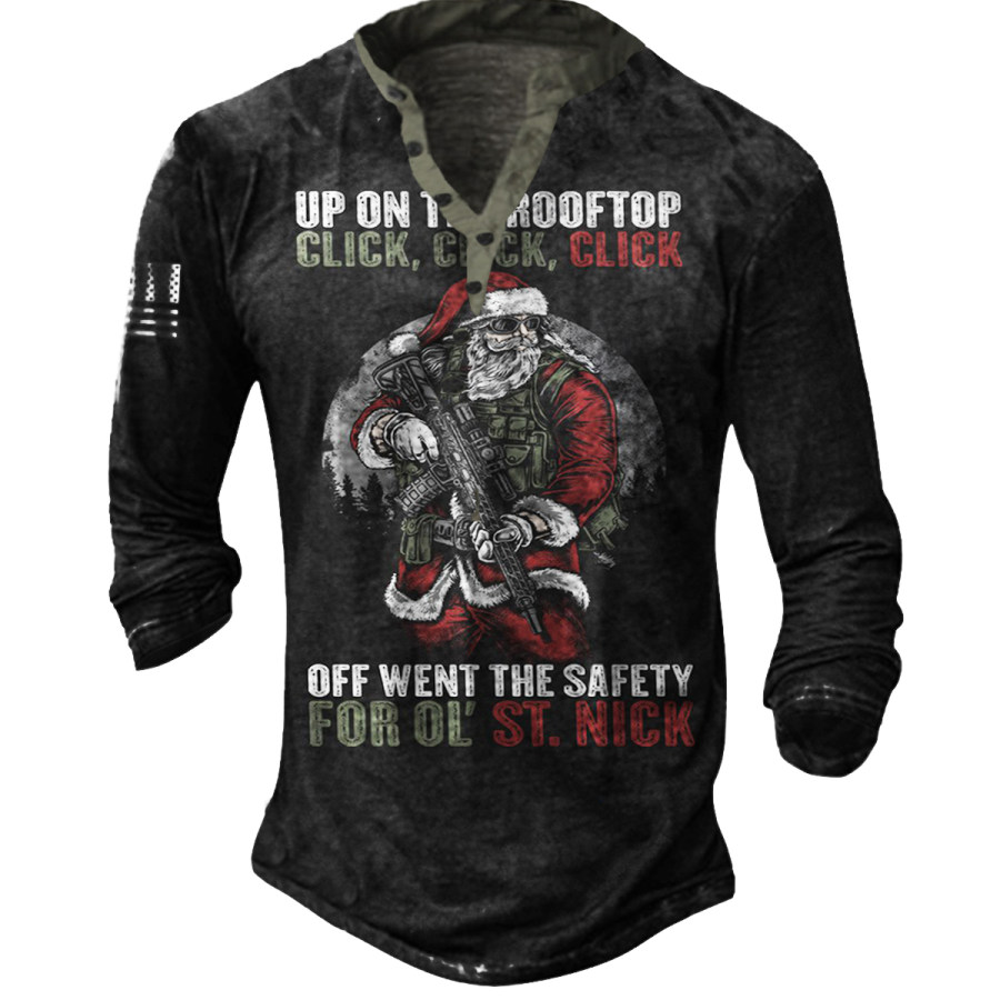 

Tactical Santa Letter Print Henry Long Sleeve Shirt
