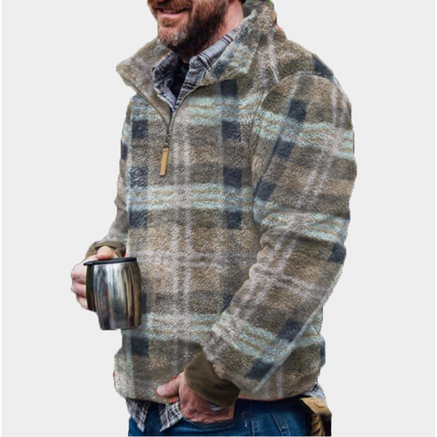 

Men's Check Christmas Henley Sweatshirt