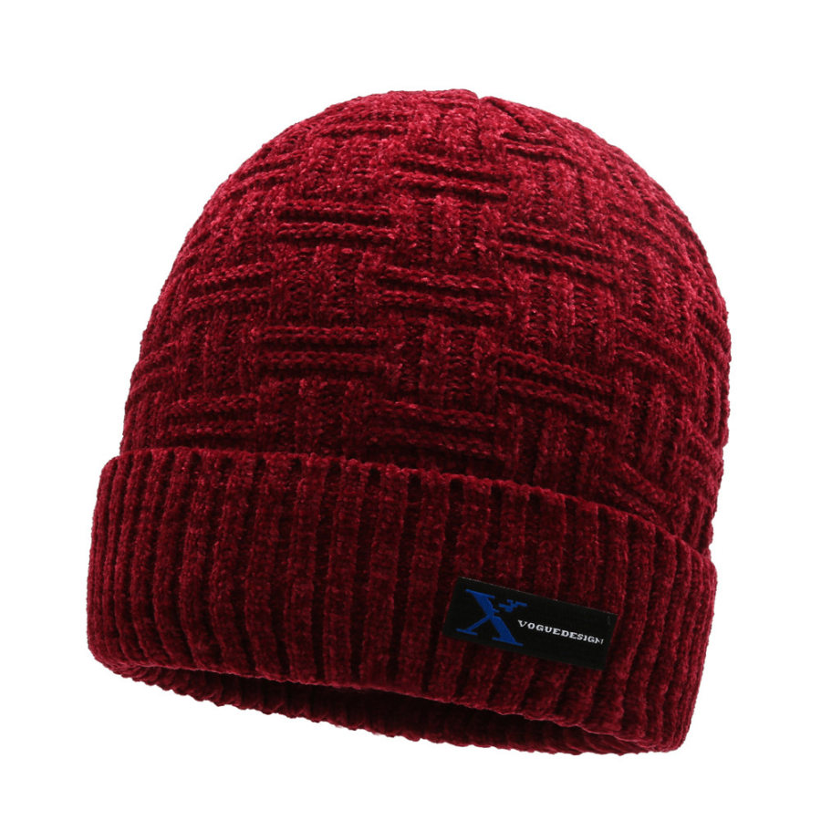 

Men's Couple Warm Stitching Knitted Hat And Woolen Cap