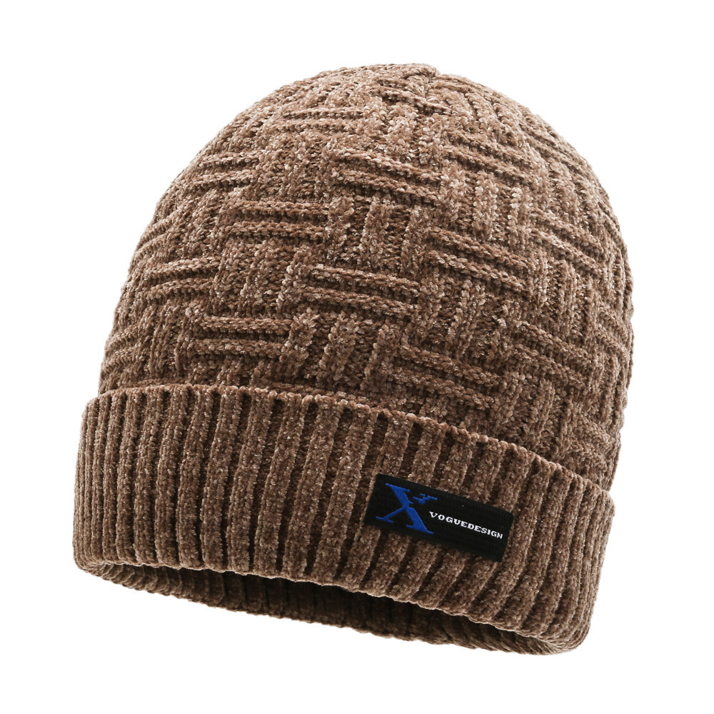 Men's Couple Warm Stitching Chic Knitted Hat And Woolen Cap