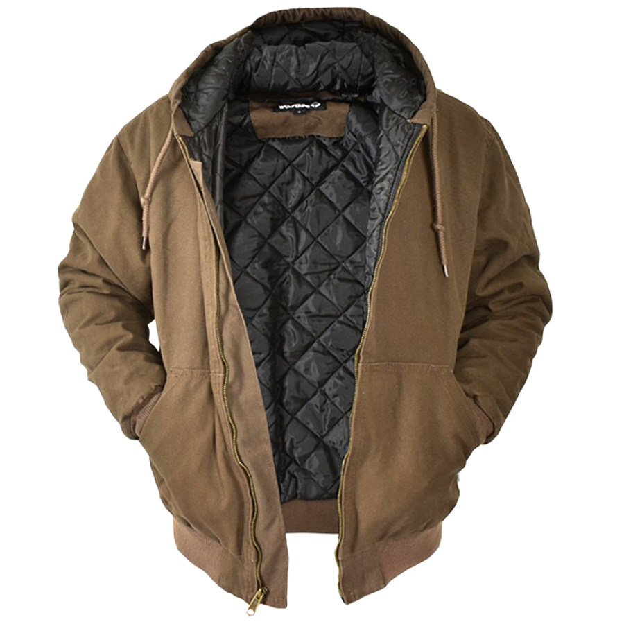 

Men's Retro With Cotton Lining Wear-Resistant Tactical Hooded Jacket
