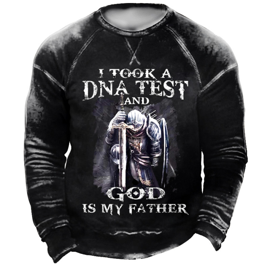 

I Took A DNA Test God Is My Father Templars Men's Retro Casual Sweatshirt