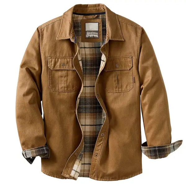 Men's Autumn And Winter Outdoor Retro Plaid Lining Design Jacket - Enocher.com 
