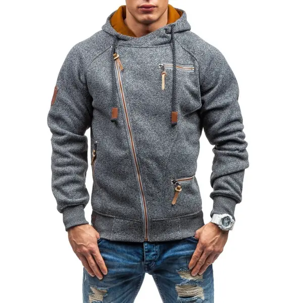 Men's Hooded Personalized Side Zip Jacket - Mosaicnew.com 