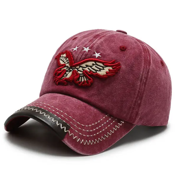 Freedom Eagle Retro Washed Embroidered Sun Hat - Chrisitina.com 