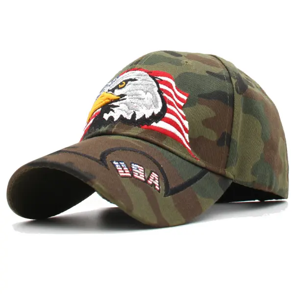 Men's Color Blocked Embroidered Eagle Sunscreen Baseball Cap - Nikiluwa.com 