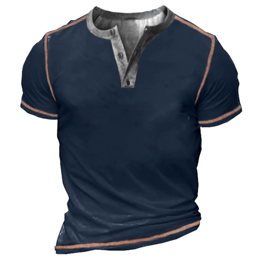 

Men's Outdoor Tactical Contrast Henley Collar T-Shirt