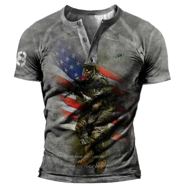 Men's American Soldier Tactical Henley Collar T-Shirt - Mosaicnew.com 