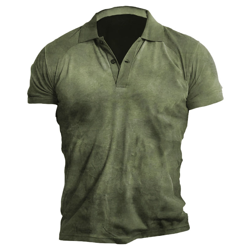 Men's Training Uniform Turndown Collar Chic Short Sleeve T-shirt
