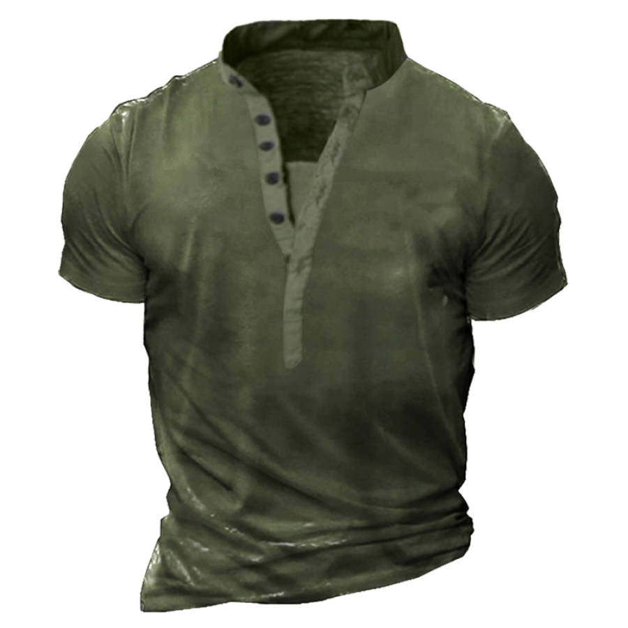 

Camiseta De Manga Corta Con Cuello Henley De Uniforme De Entrenamiento Para Hombre