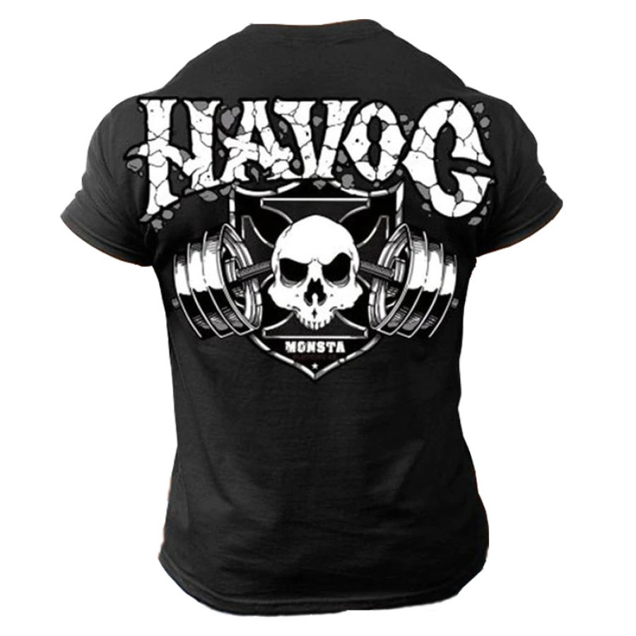 

Men's Skull Print Fitness Cotton T-Shirt