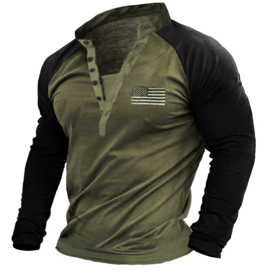 

Men's Outdoor Tactical Patchwork Henley Shirt