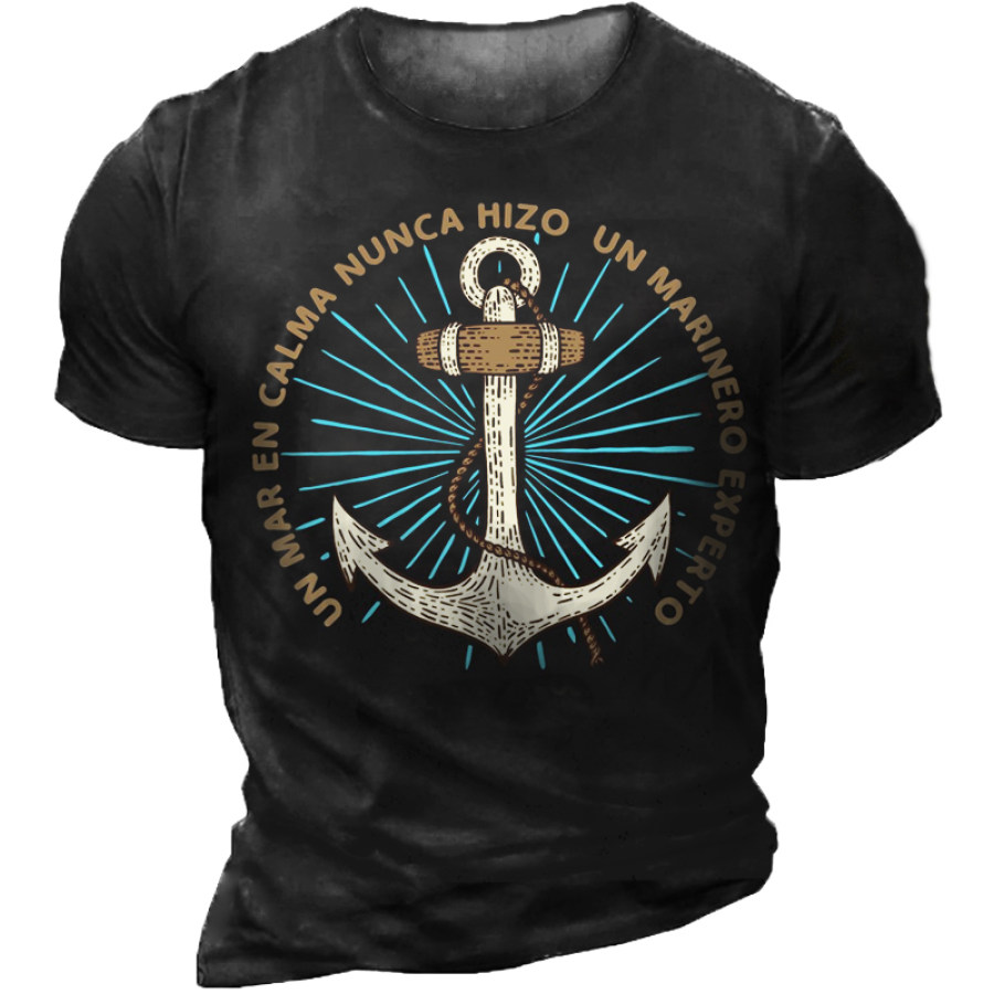 

Men's Cartoon Anchor Print Outdoor Casual T-Shirt