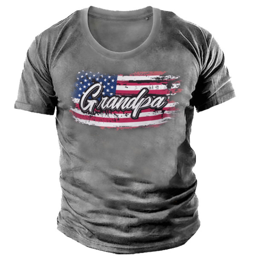 

American Flag Print Men's Crew Neck Short Sleeve T-Shirt
