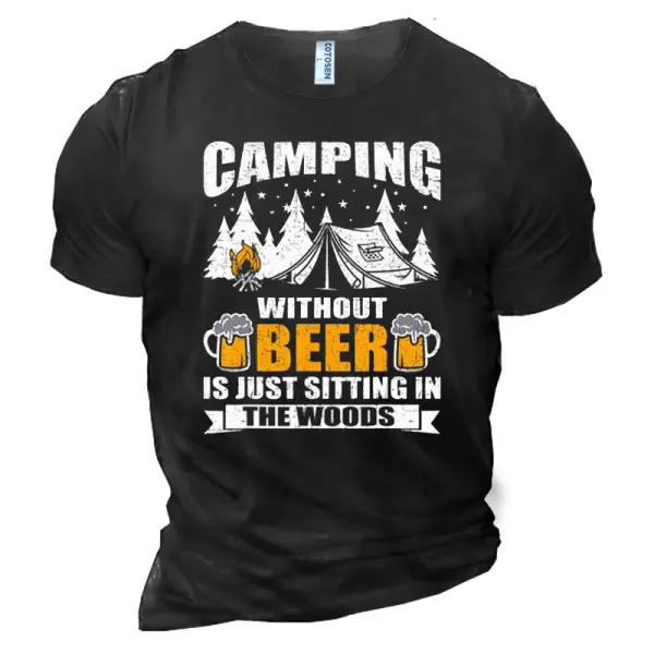 Camping Without Beer Is Just Sitting In The Woods Men's Cotton T-Shirt - Blaroken.com 