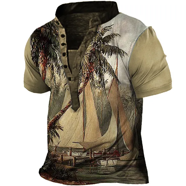 Men's Ship To Shore Canvas Henley Short Sleeve T-Shirt - Kalesafe.com 