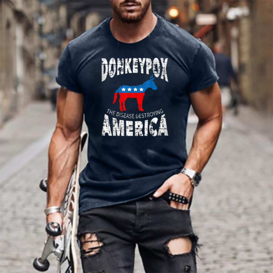 

Donkey Pox The Disease Destroying America Men's Cotton Tee