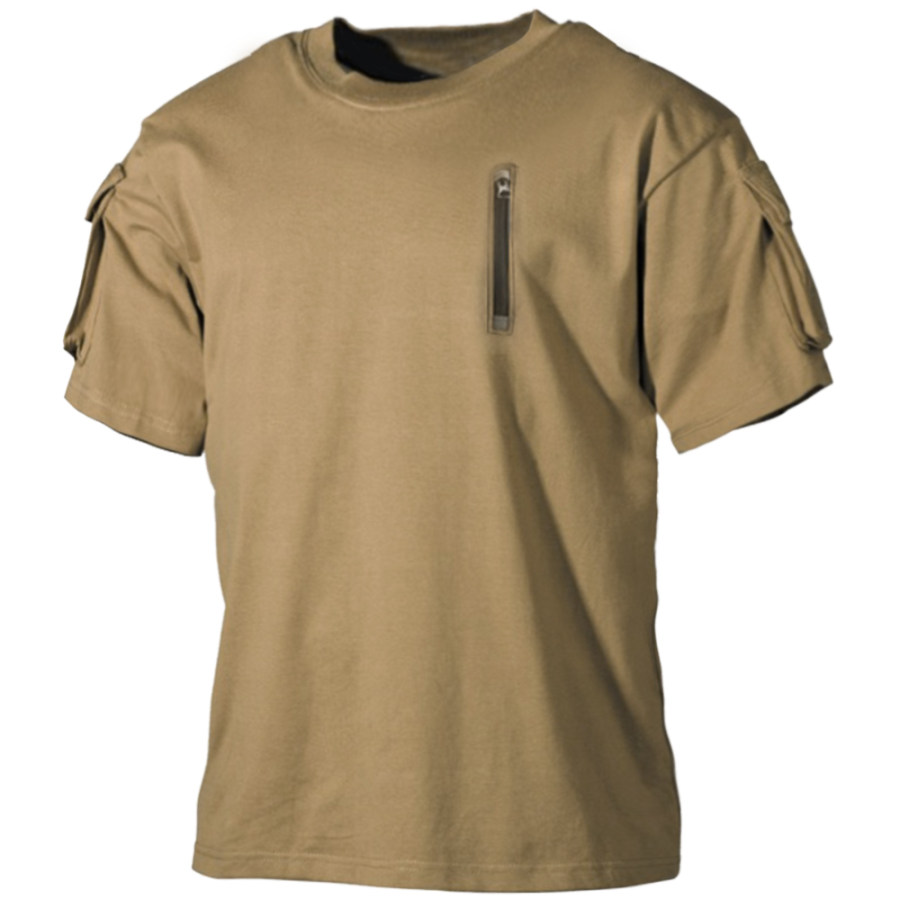 

Men's Outdoor Tactical Sports Zip Pocket T-Shirt