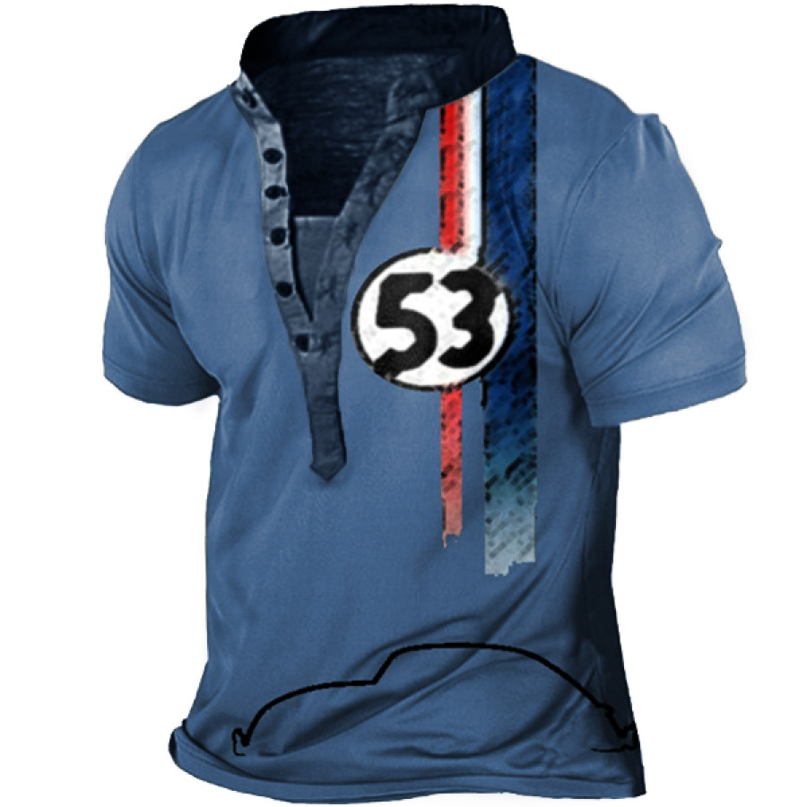 

Men's Outdoor Vintage Striped Print Henley Shirt