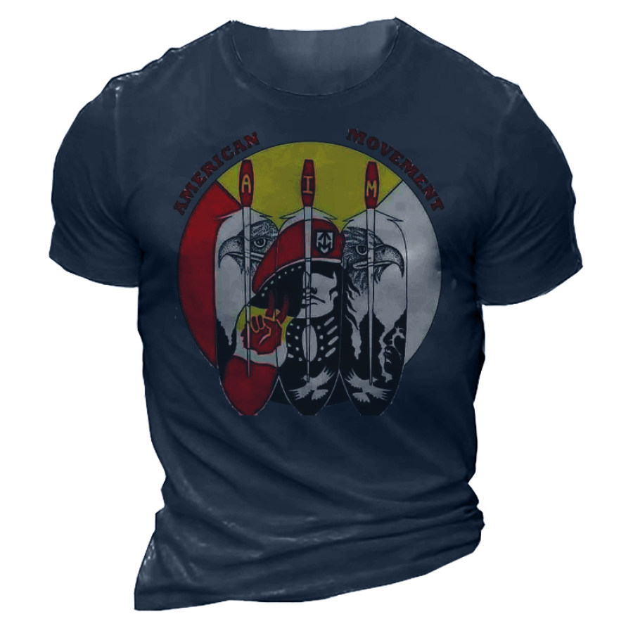 

American Movement Men's Military Graphic Print Cotton T-Shirt