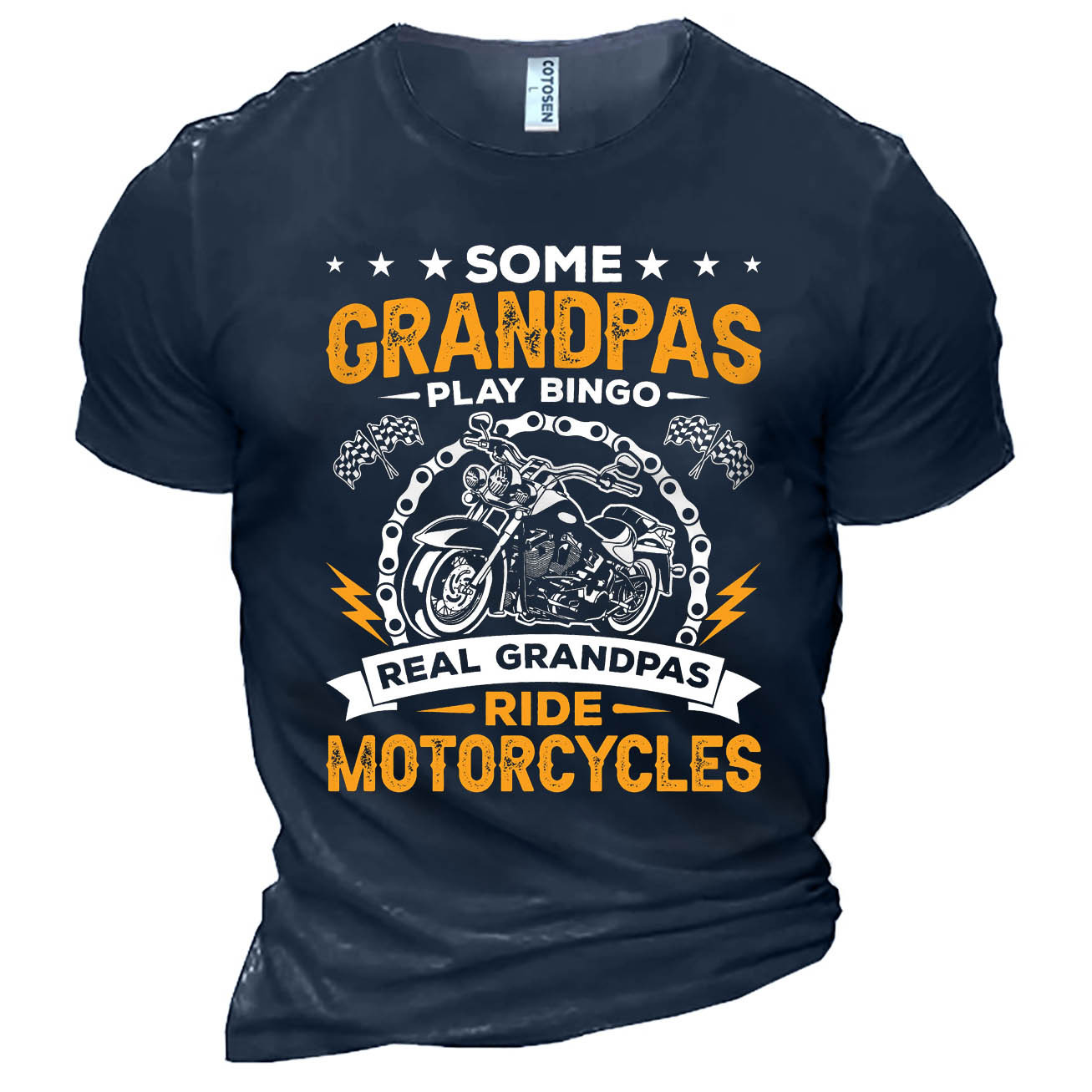 Men's Some Grandpas Play Chic Ride Motorcycle Cotton T-shirt